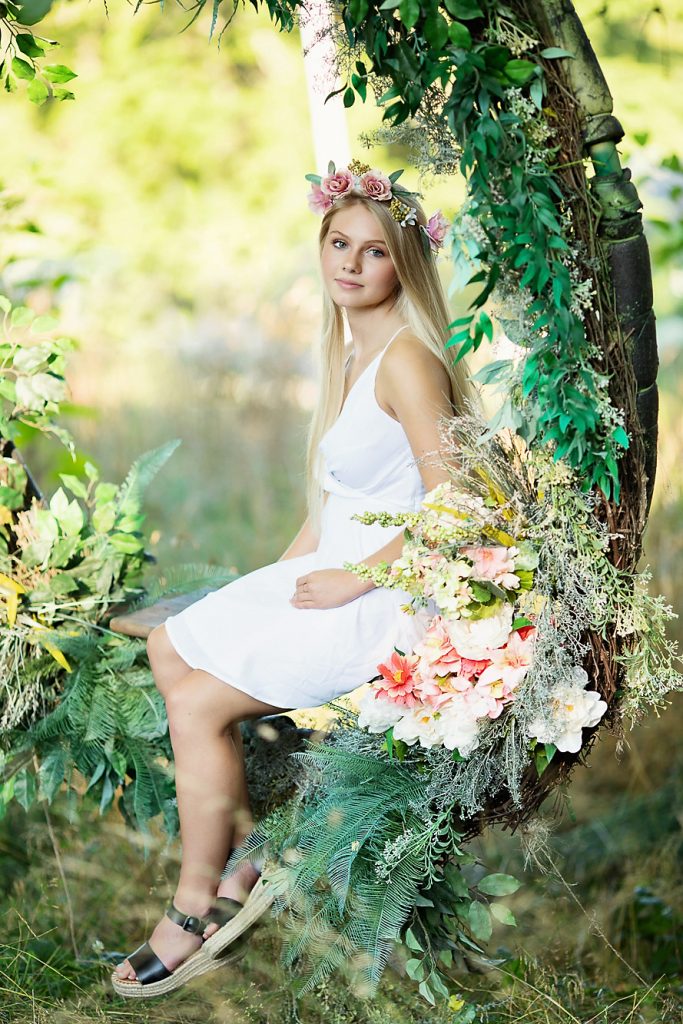 Floral swing senior pictures